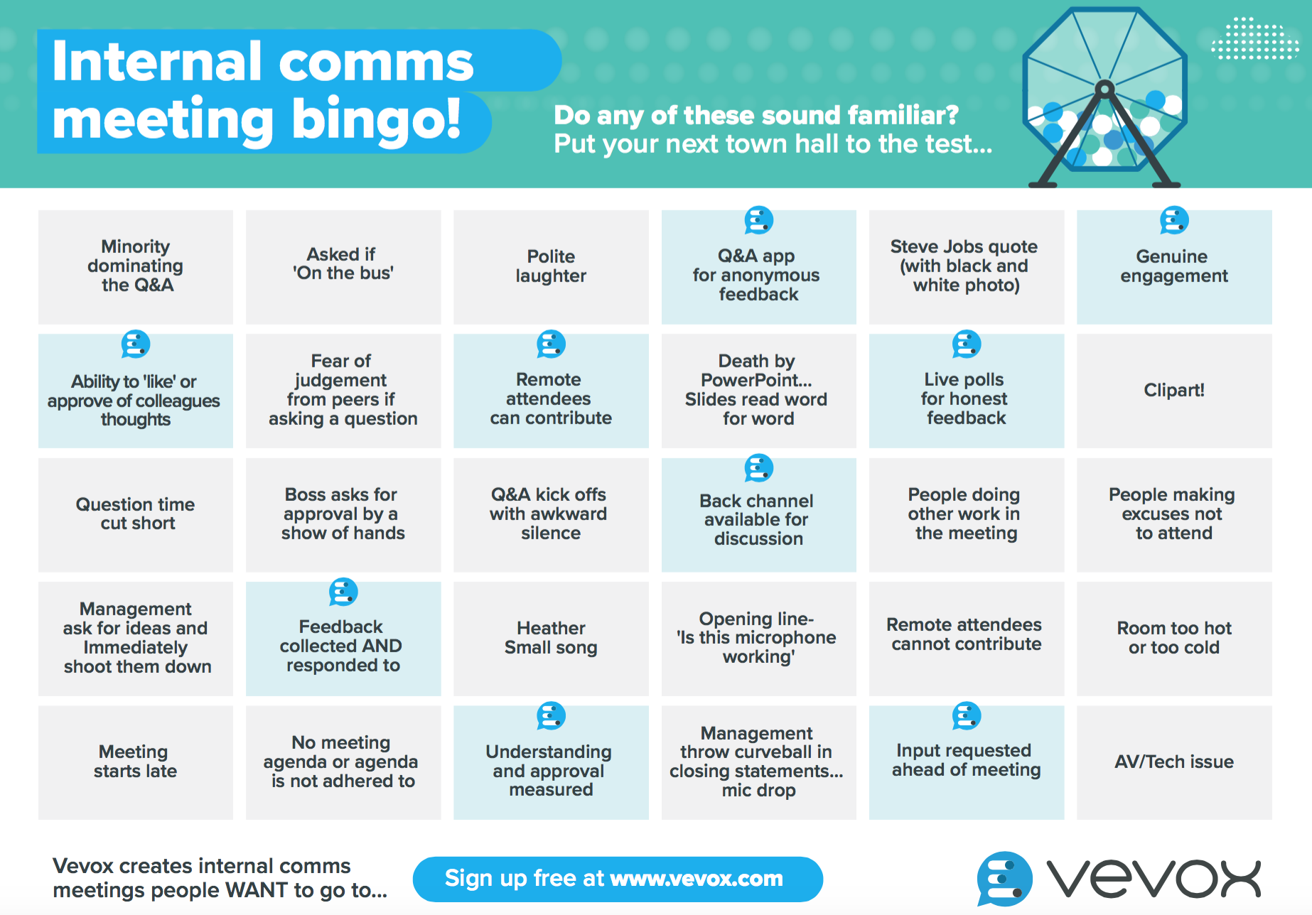 Internal Comms Meeting Bingo