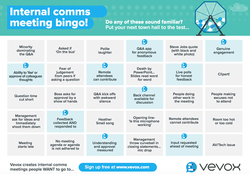 Internal Comms Bingo