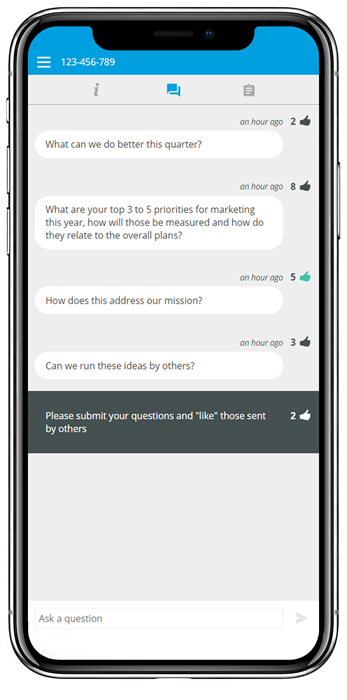 Internal Comms Meeting via live Q&A app