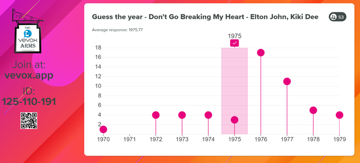 Live polling quiz music question