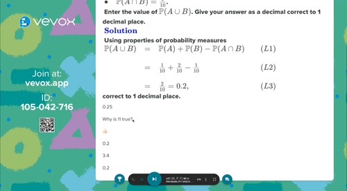 Example of LaTeX being used in Vevox polling